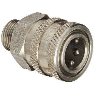 Eaton Hansen LL3S20BS Stainless Steel 303 Straight Through Ball Lock Hydraulic Fitting, Socket, 3/8" 19 BSPP Male, 3/8" Port Size, 3/8" Body Quick Connect Hose Fittings
