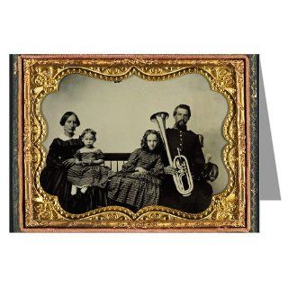12 Vintage Notecards of Union soldier in uniform with wife and daughters holding saxhorn Ambrotype of the Civil War  Greeting Cards 