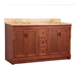 Foremost Naples 61 in. W x 22 in. D Double Sink Vanity in Warm Cinnamon and Vanity Top with Stone effects in Tuscan Sun NACASETS6122D