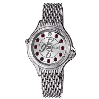 Fendi Women's 'Crazy Carats' Silver Crystal Dial Stainless Steel Watch Fendi Women's Fendi Watches