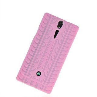 MOONCASE Tyre Tire Tread Style Silicone Skin Case Cover for Sony Xperia S Arc HD Lt26i Babypink Cell Phones & Accessories