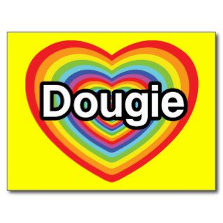 I love Dougie rainbow heart Postcards