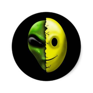 Shreaded Alien Smiley Face Sticker