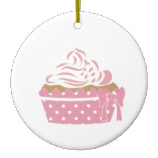 Pink Cupcake Birthday Christmas Tree Ornaments