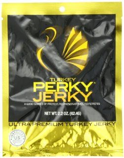 Perky Jerky 336 All Natural Ultra Premium Tender Turkey Jerky Caddy Pack, 2.2 Ounce Bag, 12 Pack  Jerky And Dried Meats  Grocery & Gourmet Food