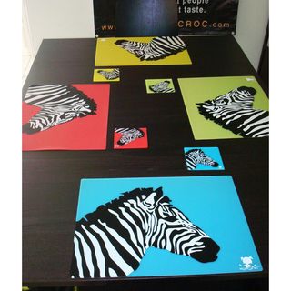 Zebra Placemat and Coaster Set (4 Placemats and 4 Coasters) in Silicone AgsChic Table Linens