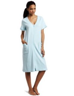 Casual Moments Women's 42" Zip Front Shirt, Blue, X Large Nightgowns