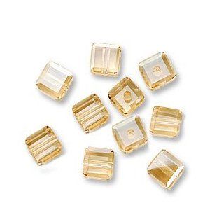 SWAROVSKI ELEMENTS #5601 4mm Cube Crystal Golden Shadow Beads 10