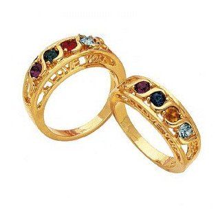S Curve I Love You Birthstone Family Ring, Size 8 Jewelry