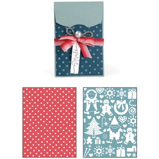 Sizzix Bigz XL/Bonus Textured Impressions By Basic Grey Nordic Holiday Gift Card Holder, Village Sizzix Cutting & Embossing Dies