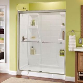 Delta Crestfield 59 3/8 in. x 70 in. Sliding Bypass Shower Door in Brushed Nickel with Frameless Clear Glass 158858