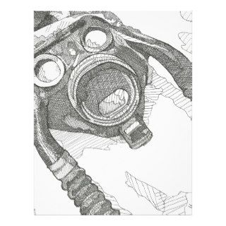 Gas mask drawing series personalized letterhead