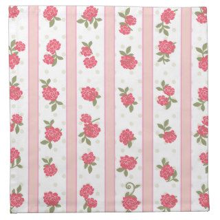 Shabby Chic Stripes Dots Roses Pink Red Green Napkins