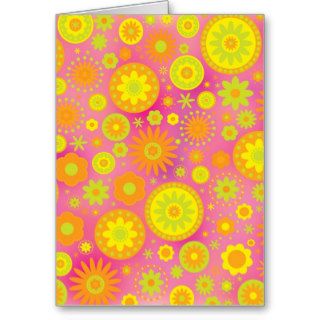 Yellow Orange & Pink Hippy Flower Pattern Cards