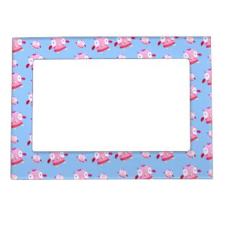 cute baby owls girly pattern magnetic picture frames