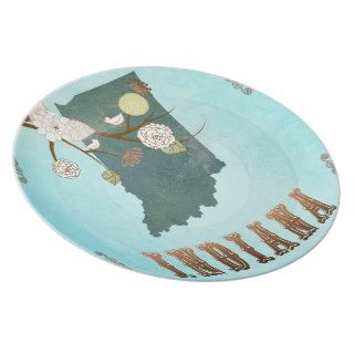 Modern Vintage Indiana State Map – Aqua Blue Plates