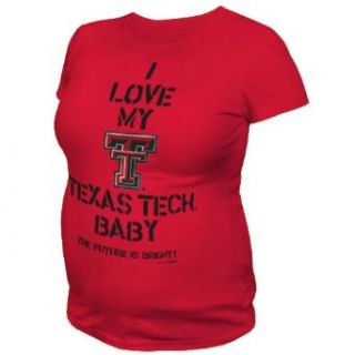 NCAA Texas Tech Red Raiders T.Fisher I Love My Baby Maternity Tee Shirt (Red, Medium)  Sports Fan T Shirts  Clothing