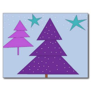 Purple Holiday Trees Postcard