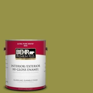 BEHR Premium Plus Home Decorators Collection 1 gal. #HDC FL13 8 Tangy Dill Hi Gloss Enamel Interior/Exterior Paint 830001