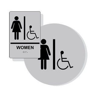 ADA Women With Symbol Braille Sign RRE 130 DCS BLKonSLVR Restrooms  Business And Store Signs 