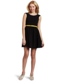 XOXO Juniors Full Skirt Belted Dress, Black, 9/10