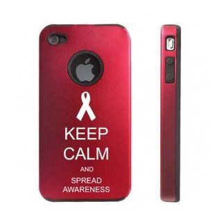 Apple iPhone 4 4S 4 Red D2667 Aluminum & Silicone Case Cover Keep Calm and Spread Awareness Cell Phones & Accessories