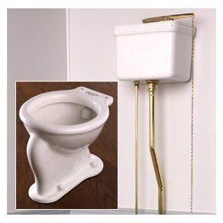Porcelain Beaded High Tank Toilet   Traditional Bowl   Lacquered Brass   Two Piece Toilets  