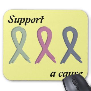 Support a cause Three Ribbons Breast Cancer Awaren Mouse Pads