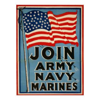 Join Army, Navy, Marines WPA 1917 Posters