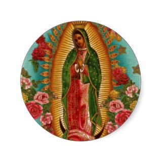 Guadalupe Mexican Virgin Mary Catholic Miracle Round Stickers