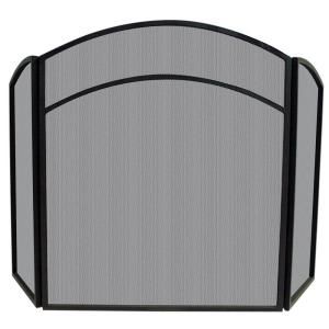 UniFlame Arch Top Black Wrought Iron 3 Panel Fireplace Screen S 1060