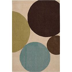 Hand Tufted Mandara Beige/Blue Wool Rug (7'9" x 10'6") Mandara 7x9   10x14 Rugs