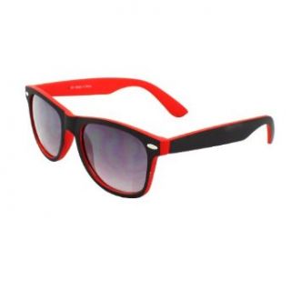 Wayfarer Fashion Sunglasses 351BKRDPB Black with Rubber Coatin Red Frame Purple Black Lenses for Women and Men Clothing