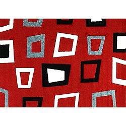 Modern Deco Red Trapezio Rug (7'9 x 10'5) Runner Rugs