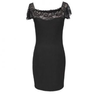 1veMoon Women's Solid Color Lace Nightclub Short Slimming Dress, Black, Regular Sizing 6