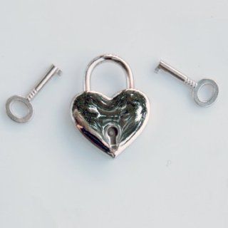 G322   1 3/16" Width x 1 9/16" Height Polished Nickel Plated Heart Padlock   Heart Shaped Lock  