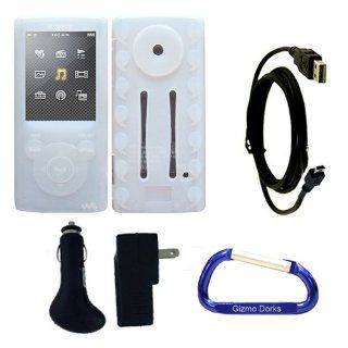 Gizmo Dorks Silicone Skin Case (White) and Charging Bundle for the Sony Walkman E Series (NWZ E353 / NWZ E354)  Player   Players & Accessories