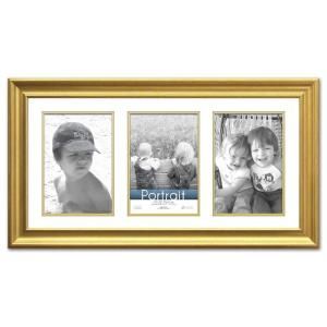 Timeless Frames Lauren 3 Opening 20 in. x 10 in. Gold Matted Picture Frame 45284