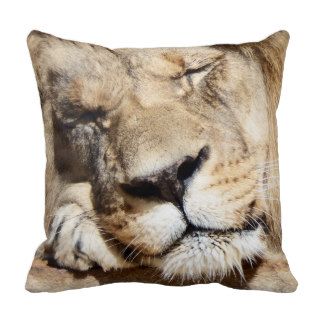Sleeping Lion Throw Pillows