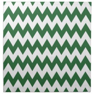 Dark green and white zig zag printed napkins