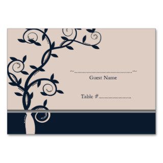 Blue Leafy Vine Reception Seating Card Business Card Template