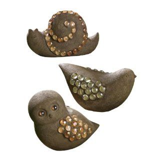 Grasslands Road Garden Mist Owl Snail Bird Figurines with Stones 3 Styles, Set of 3 (Discontinued by Manufacturer)  Outdoor Statues  Patio, Lawn & Garden