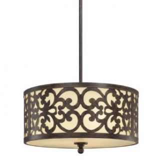 Minka Lavery 1493357 Nanti 3 Light Pendant in Iron Oxide with Etched Vanilla Glass 1493357   Ceiling Pendant Fixtures  