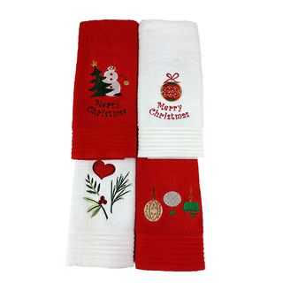 Lucia Minelli Luxury Embroidered Holiday Hand Towel (set of 4) Bath Towels
