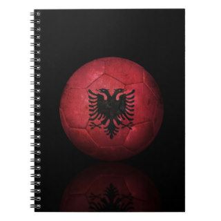 Worn Albanian Flag Football Soccer Ball Spiral Notebook