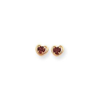 14k Garnet Heart Earrings Jewelry