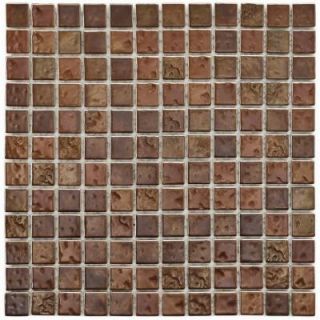 Merola Tile Tetsu Ore Antique Copper 12 in. x 12 in. x 6mm Porcelain Mesh Mounted Mosaic Tile FCP11TAC