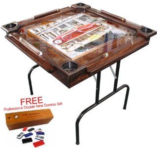 Domino Table 36" x 36" with Colorful design. Retractable legs. FREE PROFESSIONAL DOMINO SET WITH TABLE Toys & Games