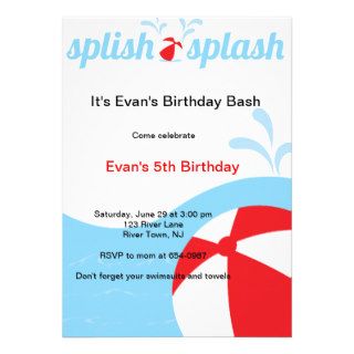 Splish Splash Birthday Pool Party Invitations