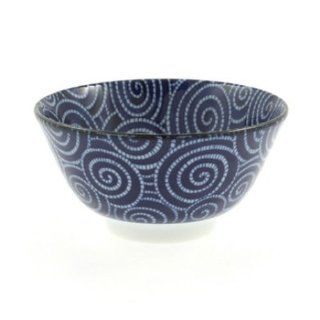 Kotobuki Blue Spiral Soup Bowl 140 327, 12 oz. Ceramic Noodle Bowl Kitchen & Dining
